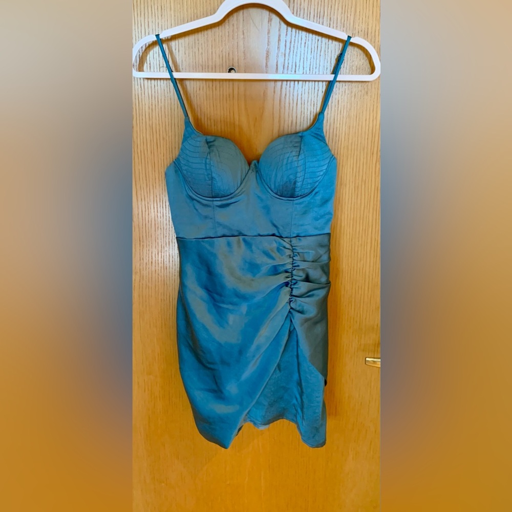 NWT Intrigue Couture Spaghetti Strap Mini Dress -Size S- Royal Blue Satin